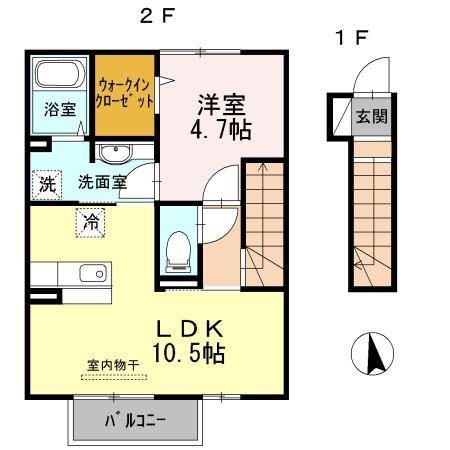 サンパール徳力(1LDK/2階)の間取り写真