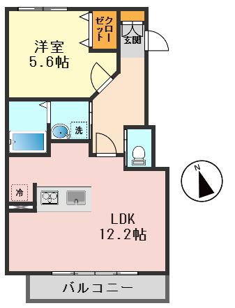 ビューノ北小岩(1LDK/3階)の間取り写真