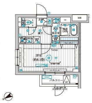 リライア西調布(1K/2階)の間取り写真