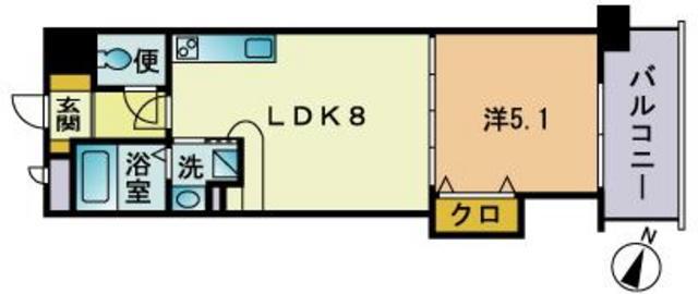 グランディール三和大名(1LDK/3階)の間取り写真