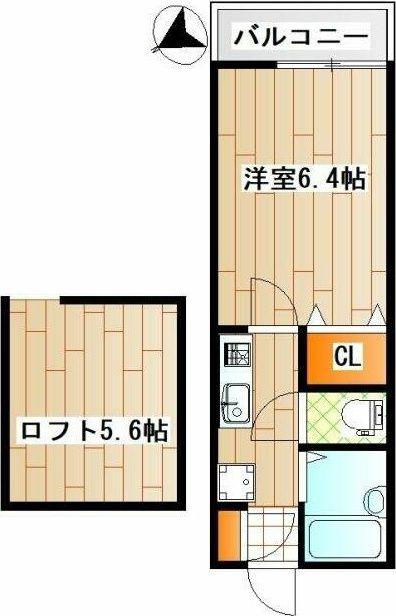 コモハイツ溝の口(1K/2階)の間取り写真
