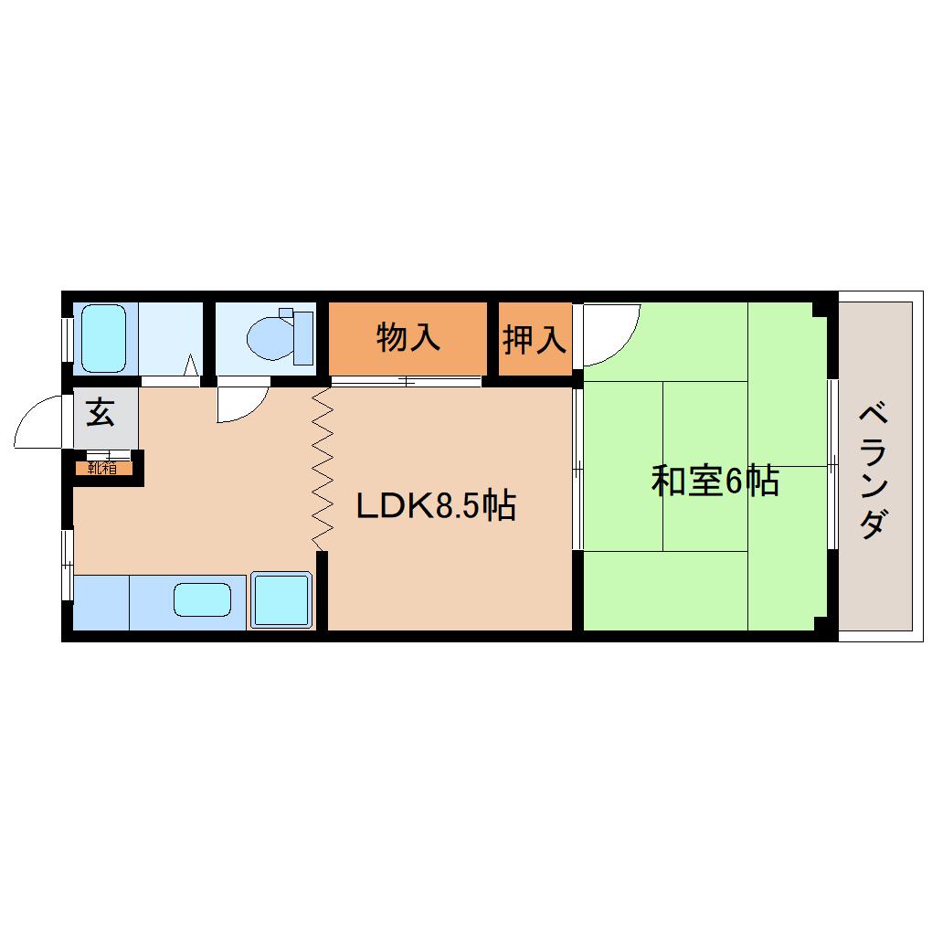 入船マンション(1LDK/3階)の間取り写真