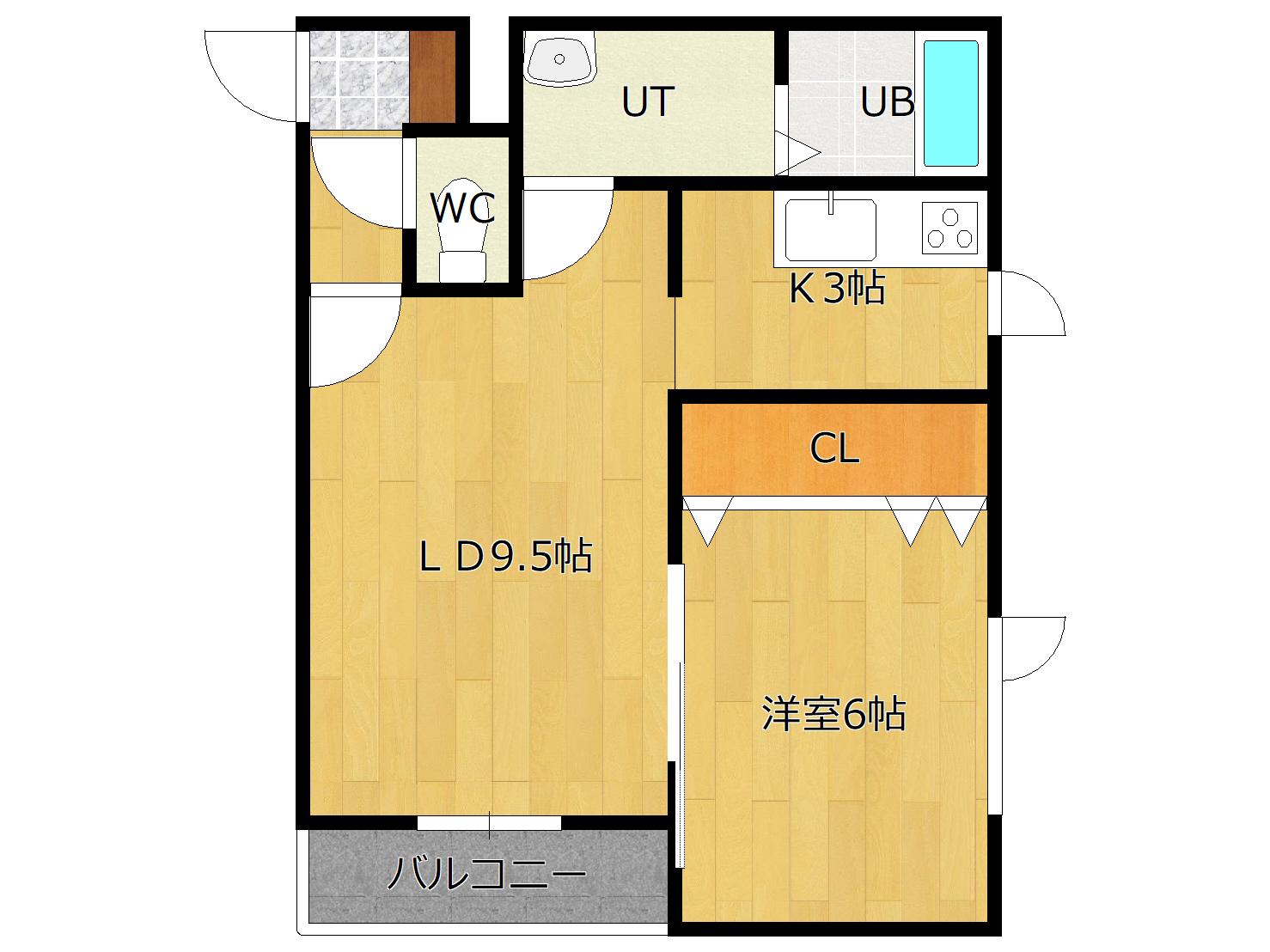 ラピュタ・ナイン(1LDK/2階)の間取り写真