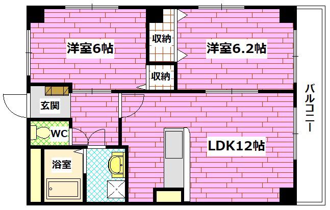 グランヒル美里(2LDK/2階)の間取り写真