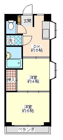 衣石マンション(2DK/3階)の間取り写真