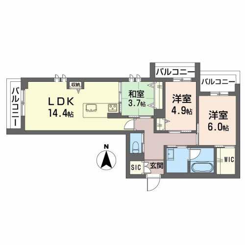 シャーメゾンCOMFORZA(3LDK/2階)の間取り写真