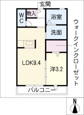 セレッソ(1LDK/2階)の間取り写真