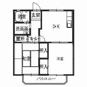 アコーデリア元禄(2DK/2階)の間取り写真