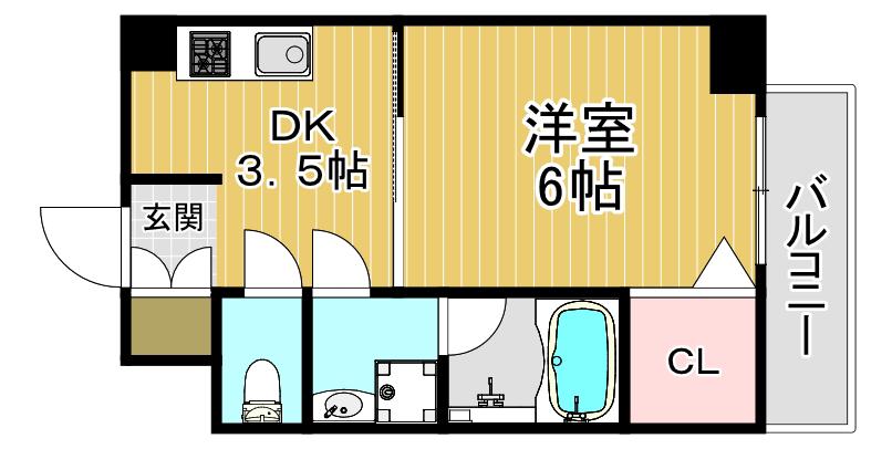スプリング・ウエスト(1DK/4階)の間取り写真