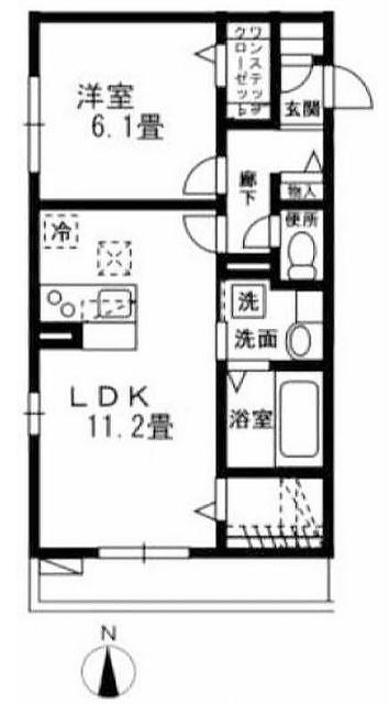 ラメージュ百合丘(1LDK/2階)の間取り写真
