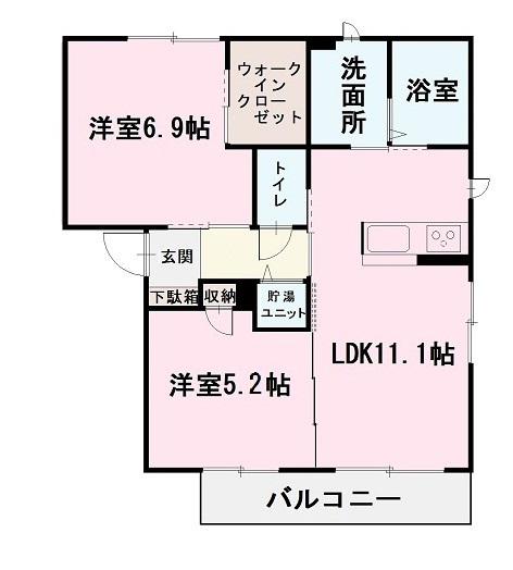 シャーメゾン新屋(2LDK/2階)の間取り写真