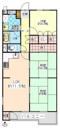 新大宮ハイタウンF棟(3LDK/5階)の間取り写真