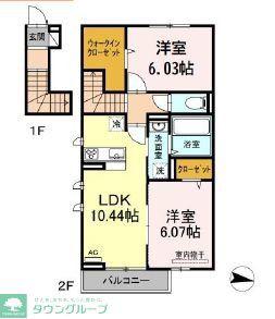 ソレイユ三原台 A(2LDK/2階)の間取り写真