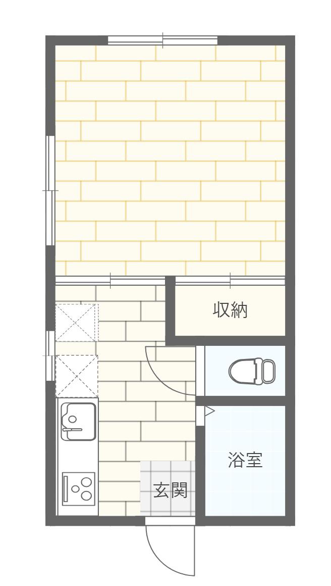スマイルハウス2号館(1K/1階)の間取り写真