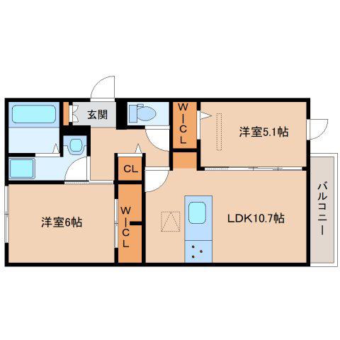 テラス・オルキデ宝来(2LDK/1階)の間取り写真