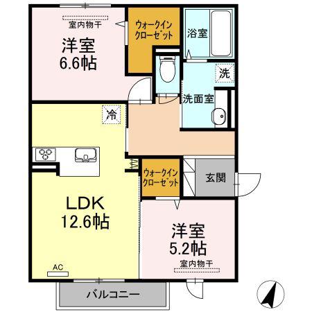ルピナス(2LDK/2階)の間取り写真