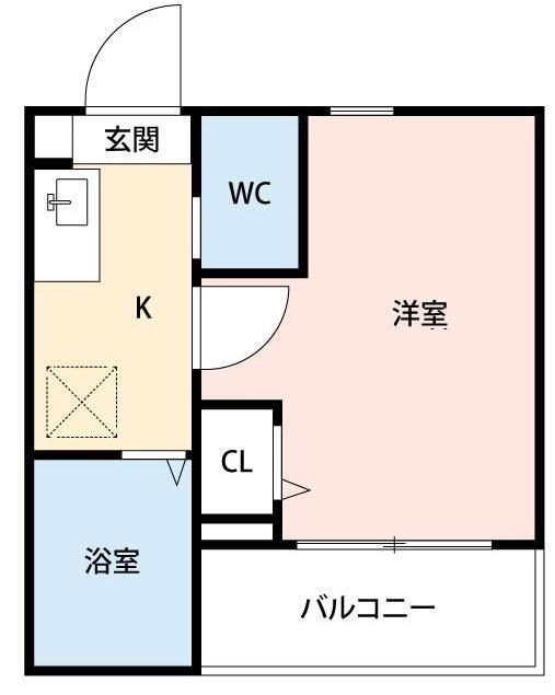 フェリシテ大崎(1K/2階)の間取り写真