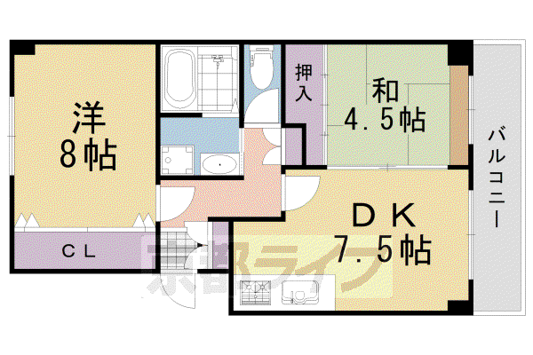 アーネストハイツ三宅(2LDK/1階)の間取り写真