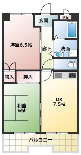 メゾンマツバ(2DK/3階)の間取り写真