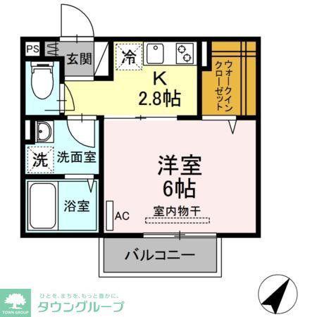 メゾンベール18(1K/2階)の間取り写真