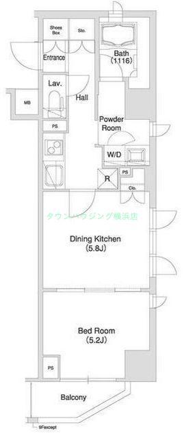 グラマシー横濱関内(1DK/7階)の間取り写真