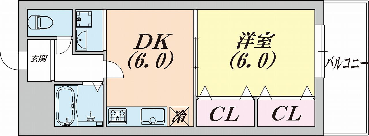 パルメゾン北町(1DK/2階)の間取り写真