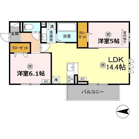 グローリーヴィラ(2LDK/2階)の間取り写真
