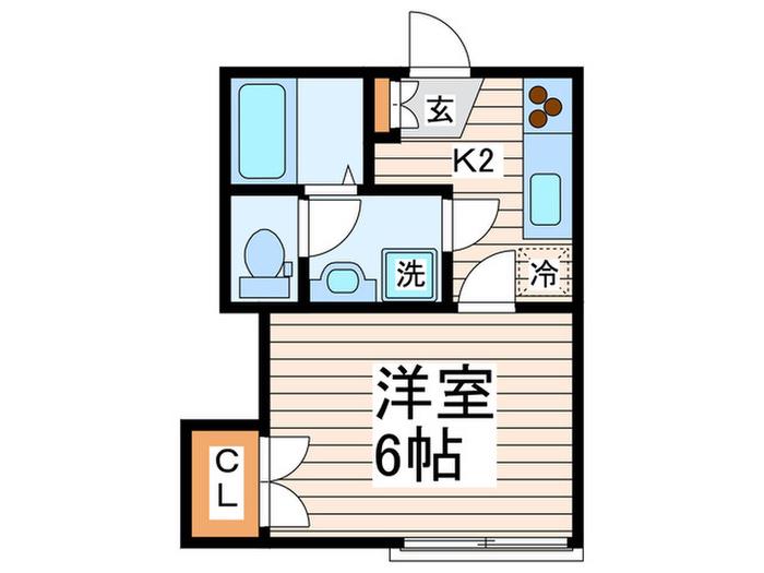 ウッドヴィレッジ新江古田A(1K/2階)の間取り写真