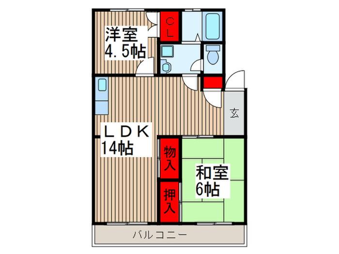 メゾン白幡(2LDK/1階)の間取り写真