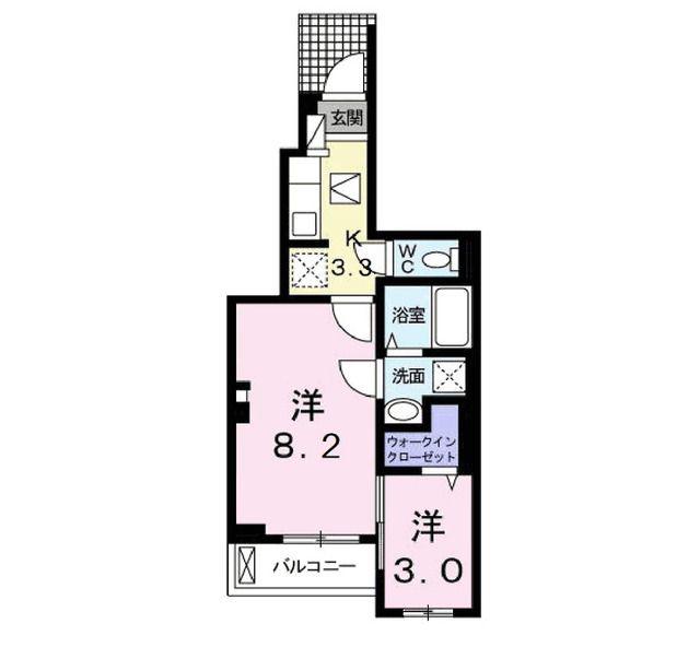 クレスト・ヴェール(1SK/1階)の間取り写真