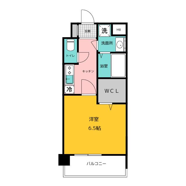 エンクレスト博多LIBERTY(1K/9階)の間取り写真