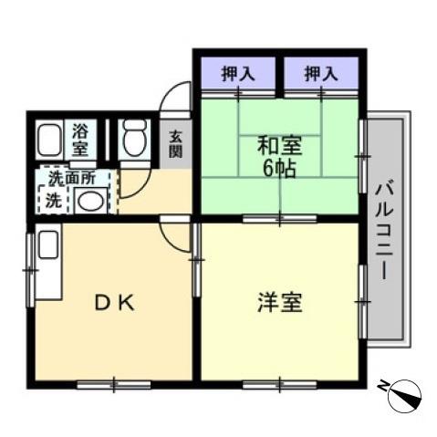 ソルトフィールドN・M B(2DK/2階)の間取り写真