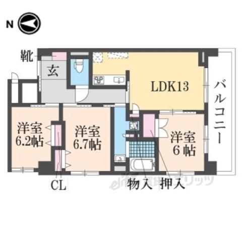 フラン・スラ―ジュ枚方(3LDK/3階)の間取り写真