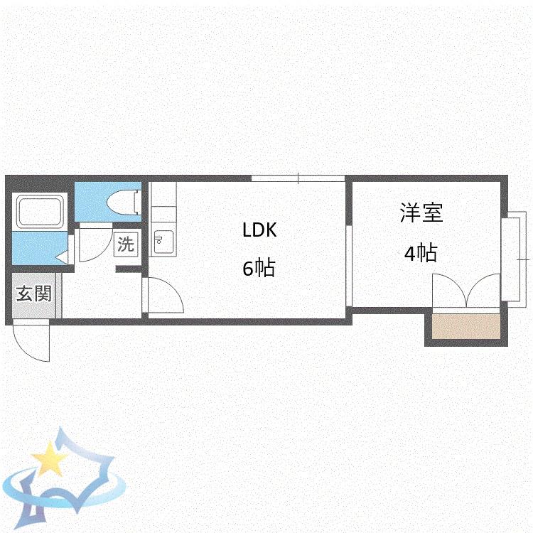 グランフォルム南6条(1DK/3階)の間取り写真