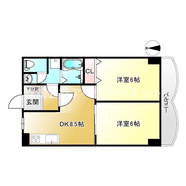 南馬込マンション(2DK/2階)の間取り写真