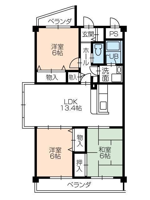 ビオス菰口(3LDK/5階)の間取り写真