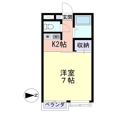ウイングコート(ワンルーム/2階)の間取り写真