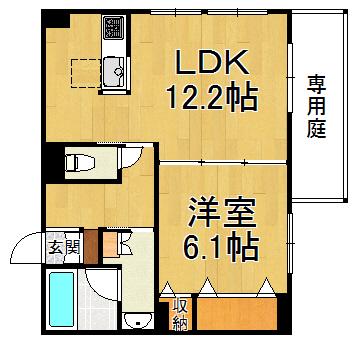 SHA MAISON GRAND LUCE(1LDK/1階)の間取り写真