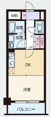 クラッセ博多駅南(1DK/6階)の間取り写真