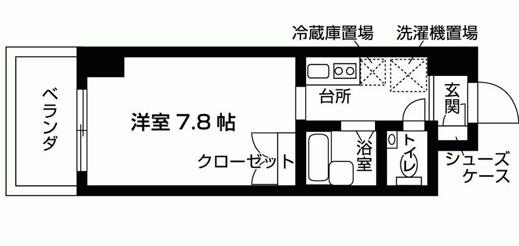 地下鉄烏丸線 烏丸御池駅 徒歩6分 8階建 築25年(1K/4階)の間取り写真