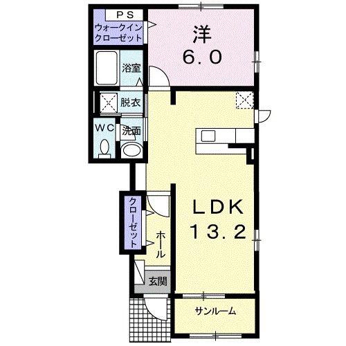 サニーサイドパークIII(1LDK/1階)の間取り写真