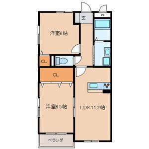 クレメント引野(2LDK/4階)の間取り写真