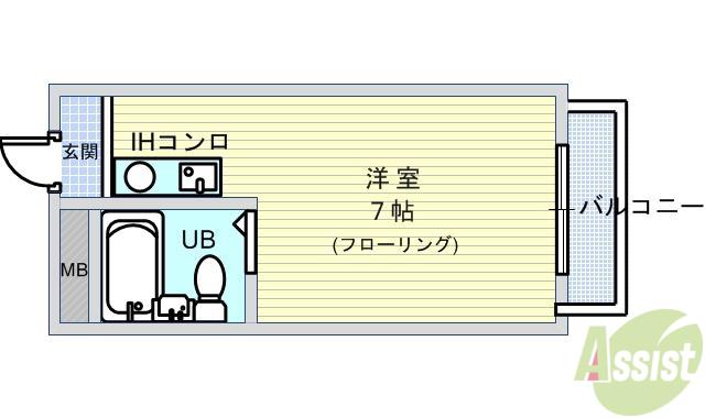 ユニバーサルコート柴原(ワンルーム/5階)の間取り写真