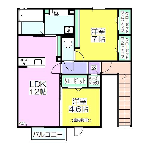FLAT CIMA D(2LDK/2階)の間取り写真