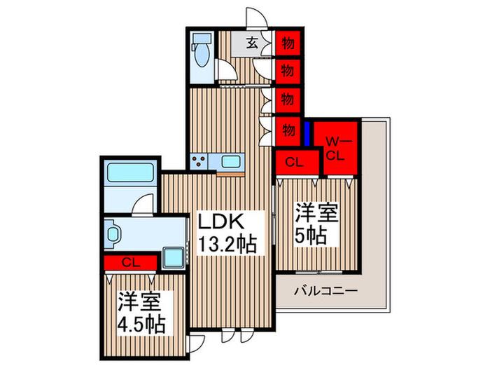 フランメゾン武蔵浦和(2LDK/3階)の間取り写真