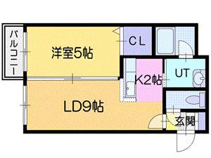 ルファールN25(1LDK/4階)の間取り写真