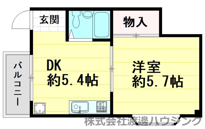 山下マンション(1DK/2階)の間取り写真