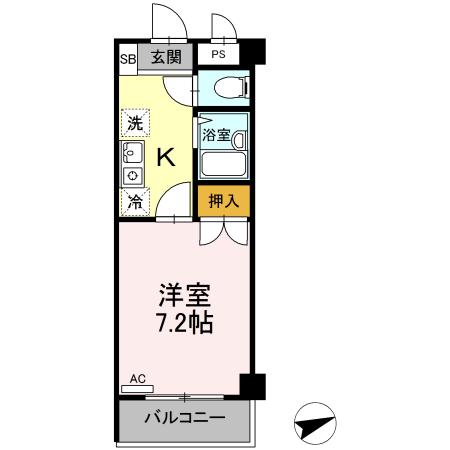 セジュール浦上(1K/2階)の間取り写真