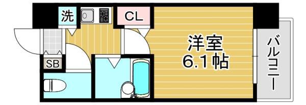 ディナスティ清水谷3(1K/4階)の間取り写真