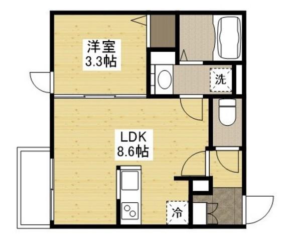 月光南観音 八番館(1LDK/2階)の間取り写真